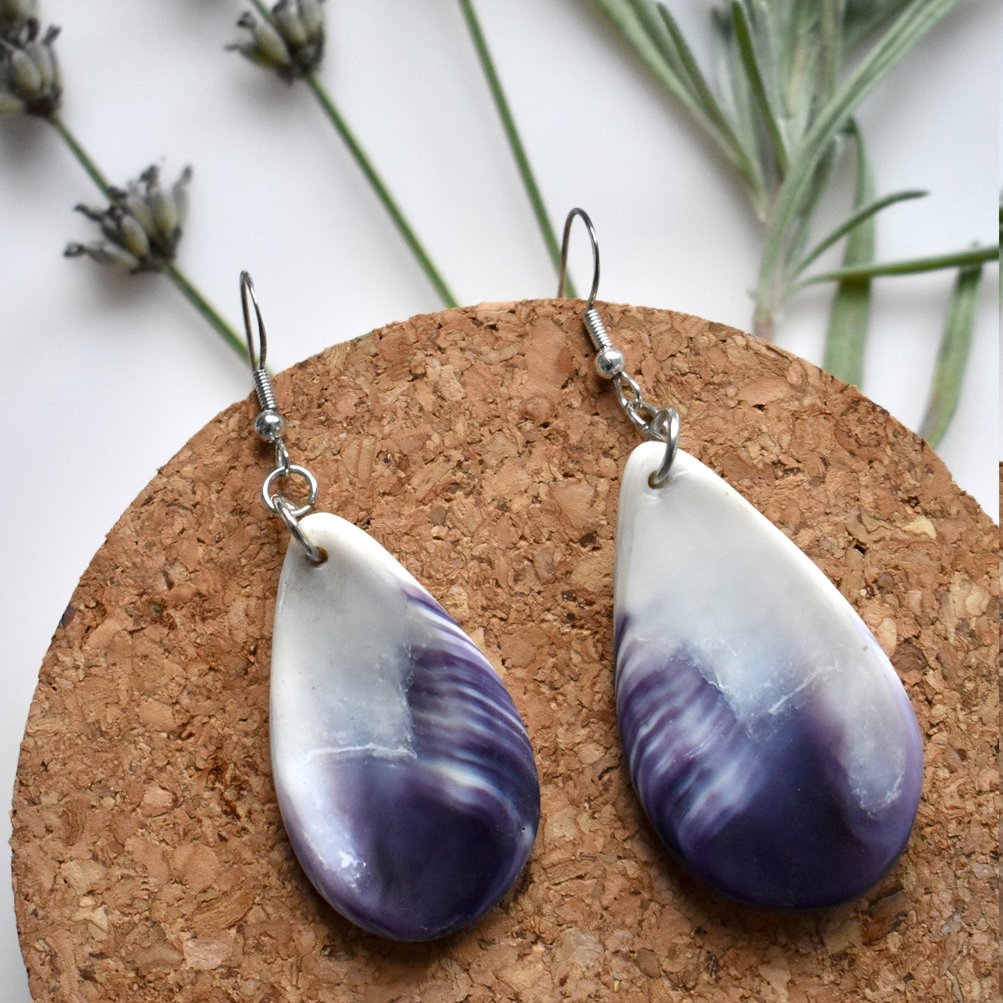 Wampum Tear Drop Earrings by Ockway Bay Wampum