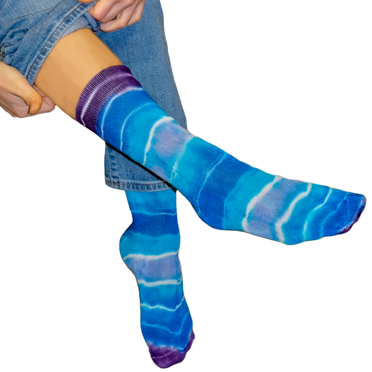 Blue Horizons - Tie Died Dress Socks - by Cross Dude Tie Die