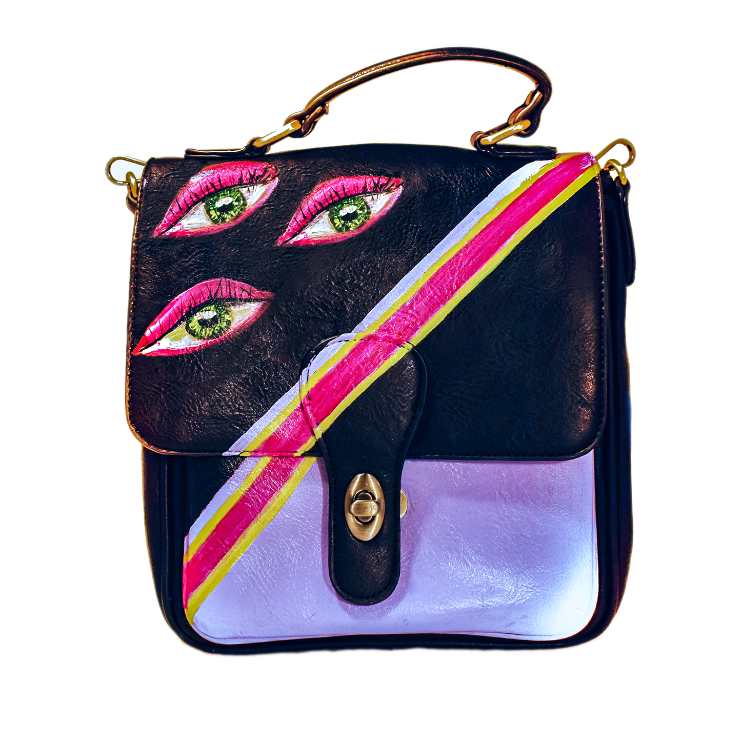 Eye See You - Antik Kraft Cross-body Shoulder Bag - Hand Painted by Temporarily Not Famous