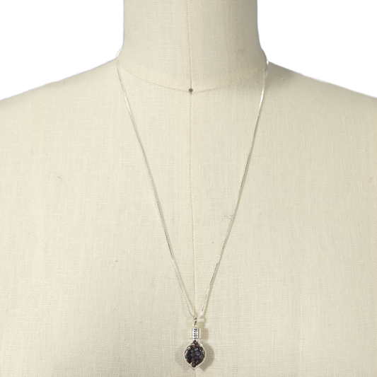 Raw Garnet Filled Heart of Glass Necklace