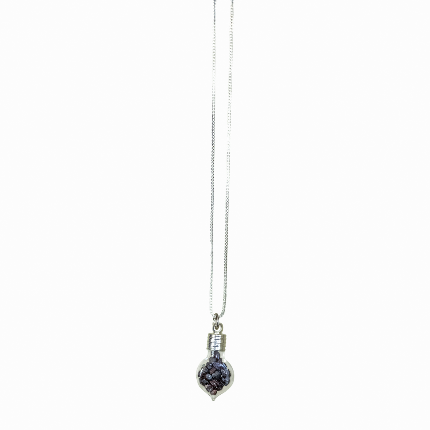 Raw Garnet Filled Heart of Glass Necklace