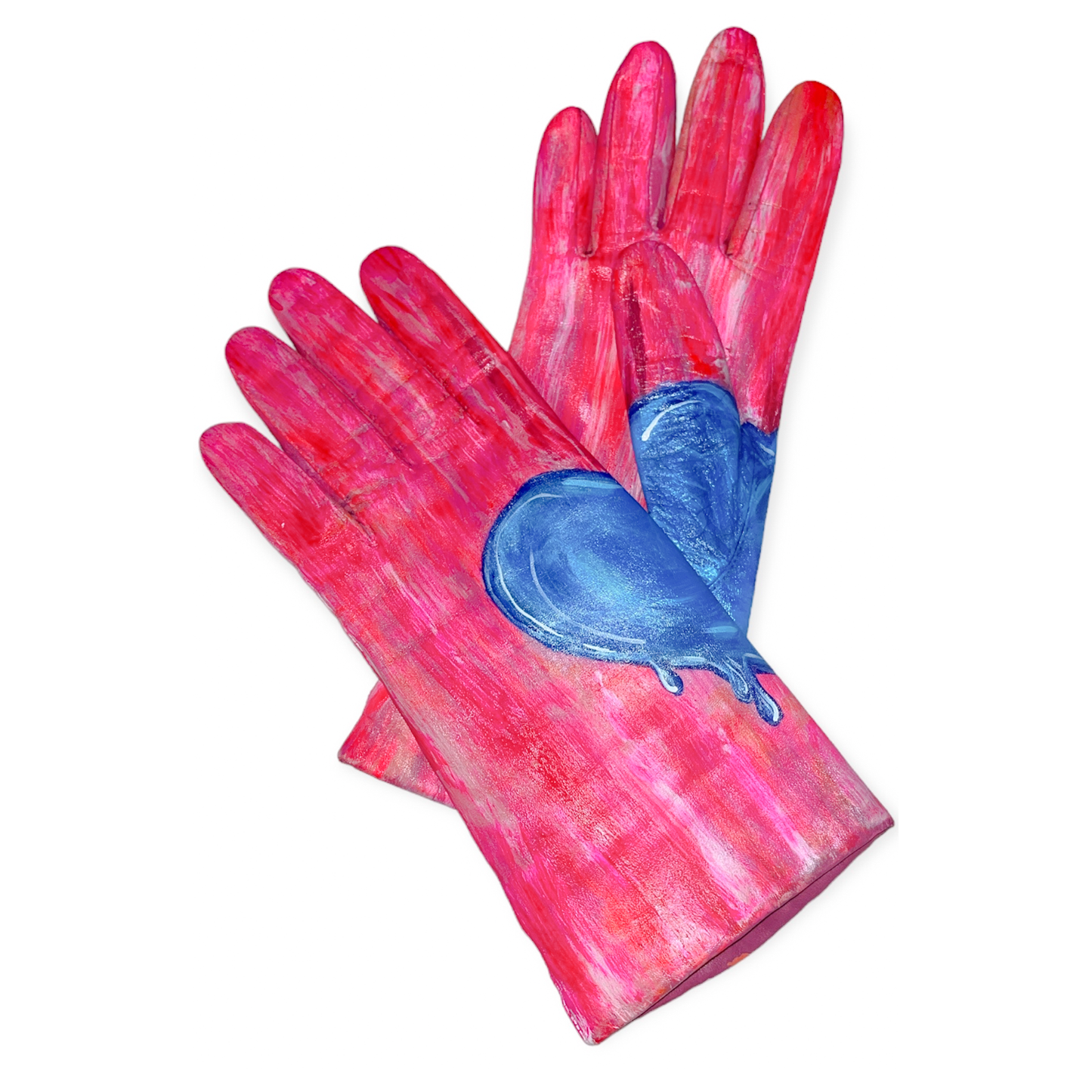 "Cold Hearted" - Up-cycled Leather Gloves - Hand Painted by Skye De La Rosa
