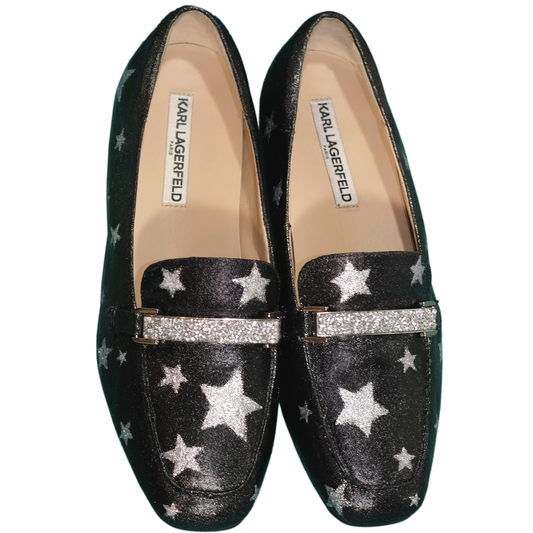 Glitter Star - Up-cycled Karl Lagerfeld Loafers - Size 9 -  Hand Painted by Skye De La Rosa
