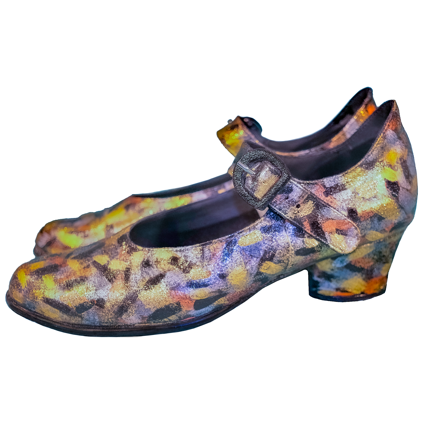 Metallic Sparkle Up-cycled Arche Mary Jane Shoes - Size 9 - Hand-painted by Skye De La Rosa