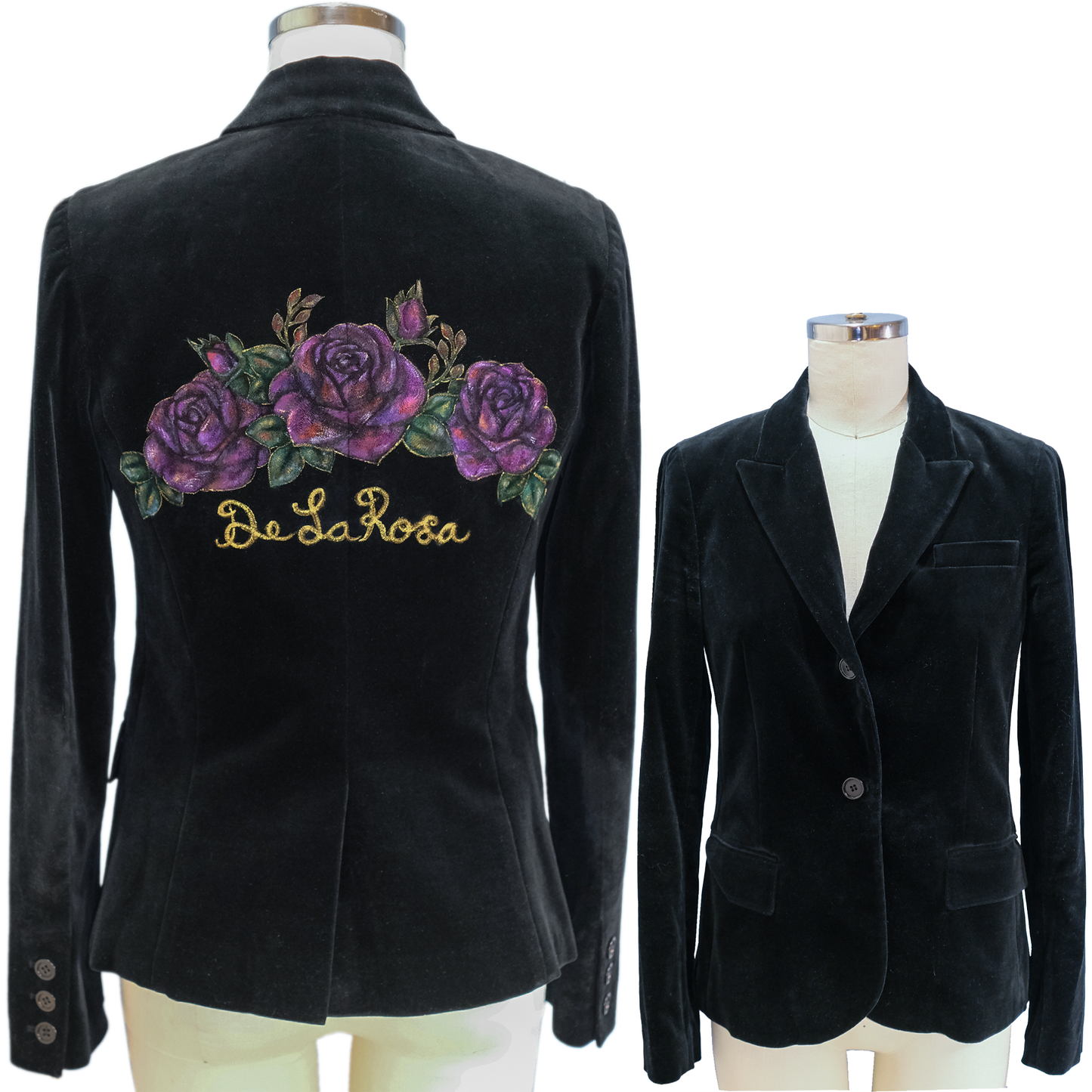 "De La Rosa" Theory Velvet Tuxedo Jacket - Size 10- Up-cycled by Skye De La Rosa