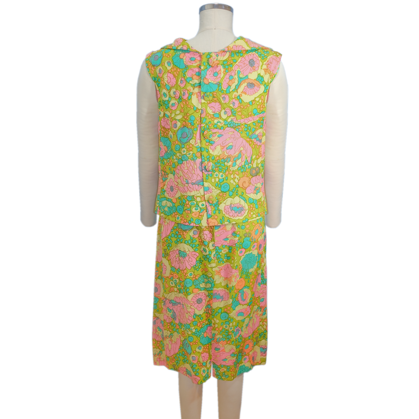 Vintage 1960's Floral Print Two Piece Dress - Designer Unknown