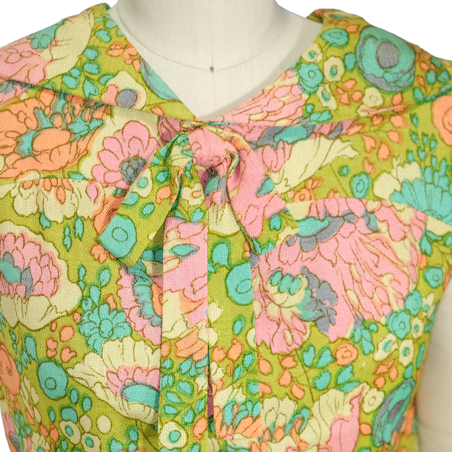 Vintage 1960's Floral Print Two Piece Dress - Designer Unknown