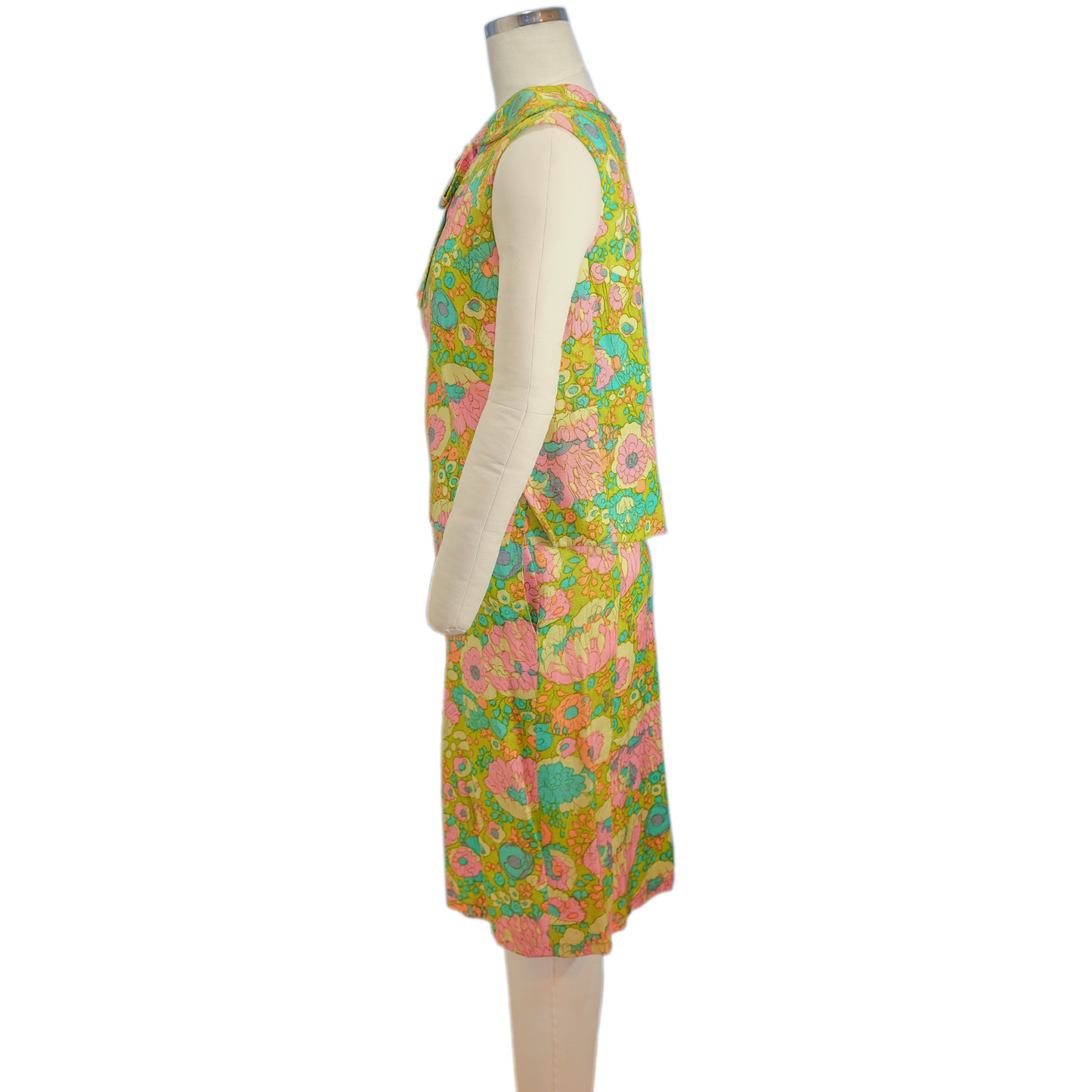 Vintage 1960's Floral Print Two Piece Dress - Designer Unknown