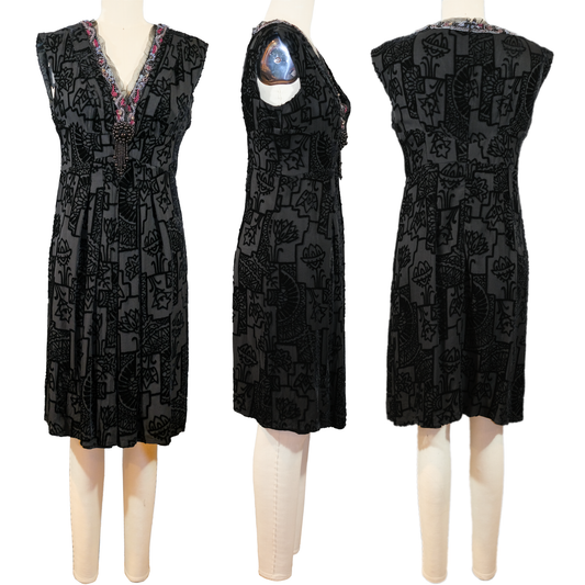 Pre-owned Nanette Lepore Beaded Velvet Burnout Dress - Size 8