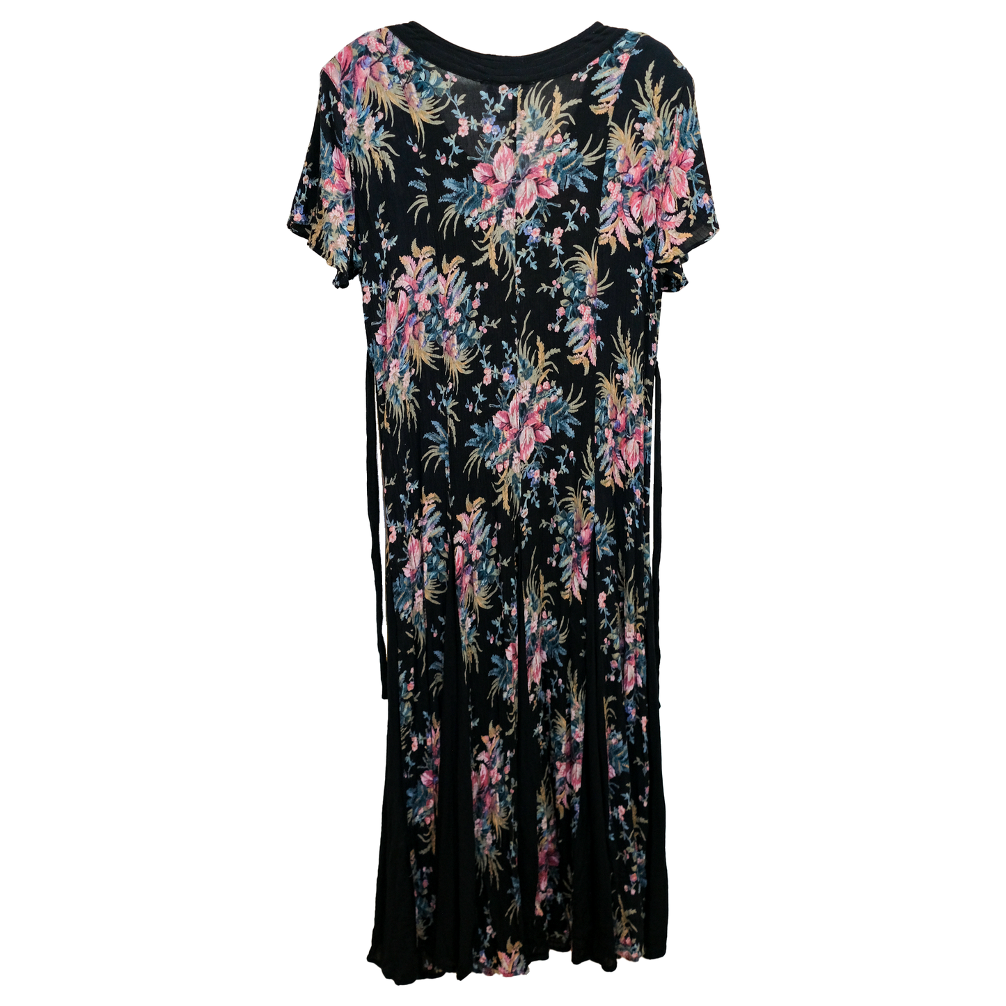 Vintage Lola P. Black Antique Floral Maxi Dress - Size P (6)