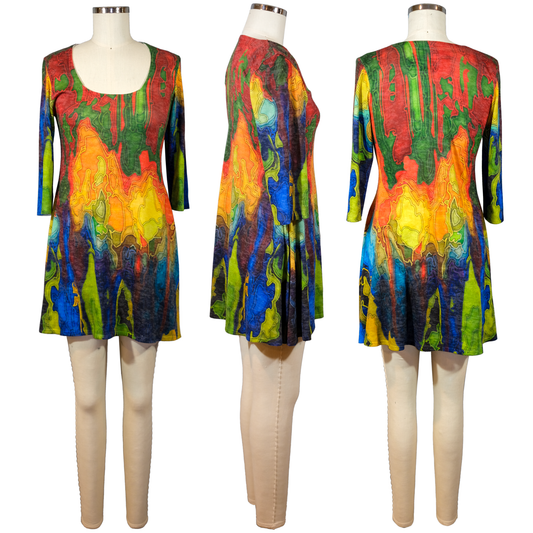 Pre-owned - Amma Made in LA Rainbow Print Knit Dress - Size XS