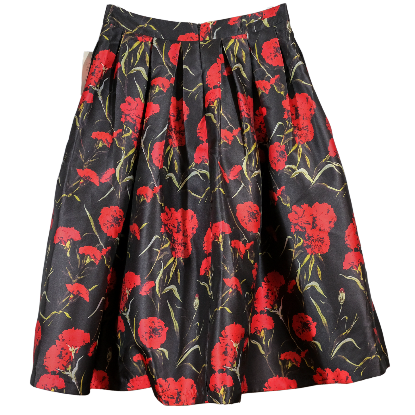 Pre-owned Ark & Co. Rose Print Satin Evening Skirt - Size LG