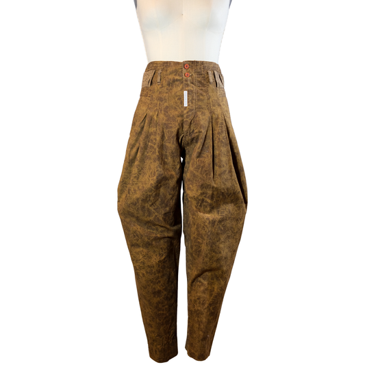 Vintage 80's Z. Cavaricci Acid Washed Brown Parachute Pants - Size 28 - SM