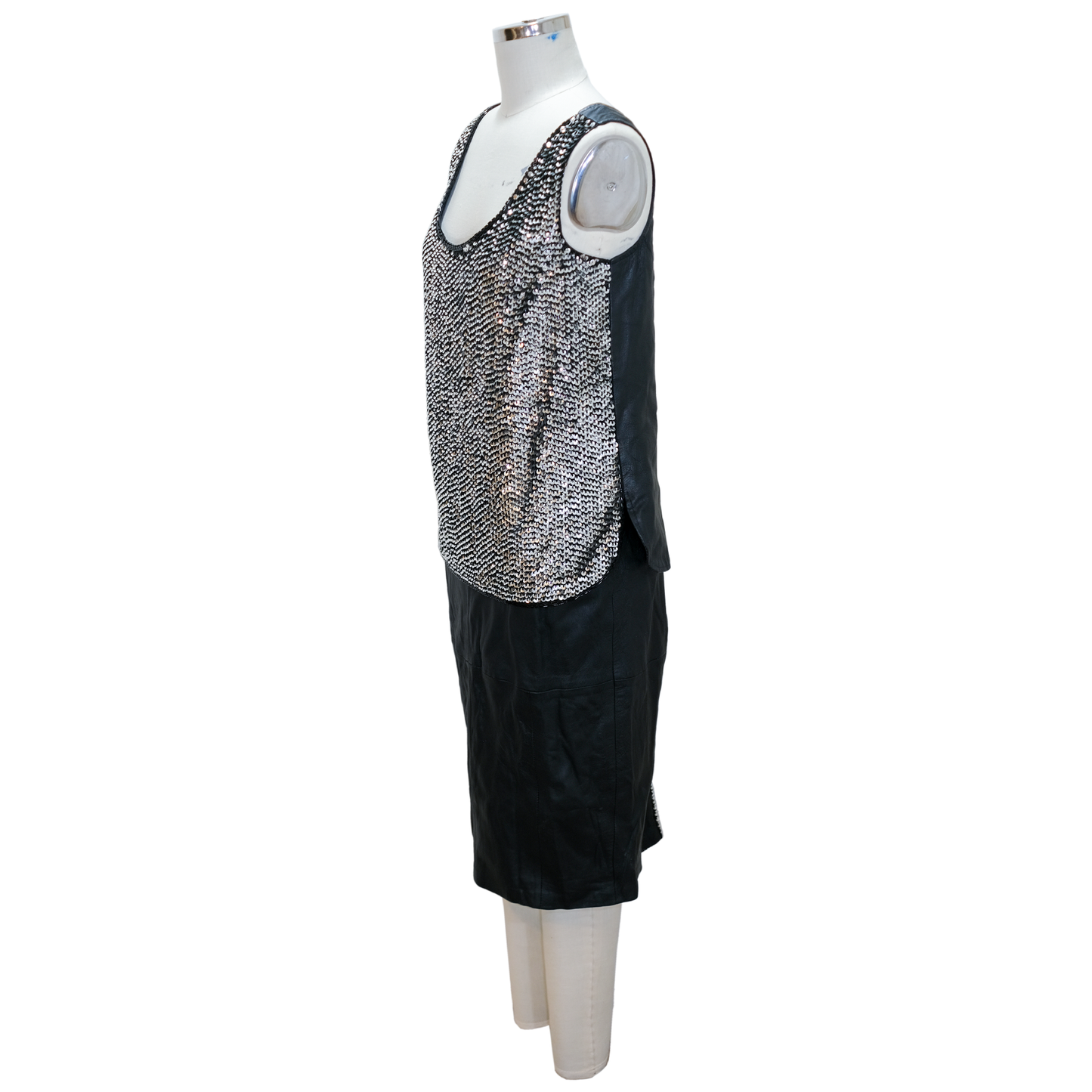 Vintage Leather and Sequin Skirt and Tank Top 2 Piece Set - Size Medium