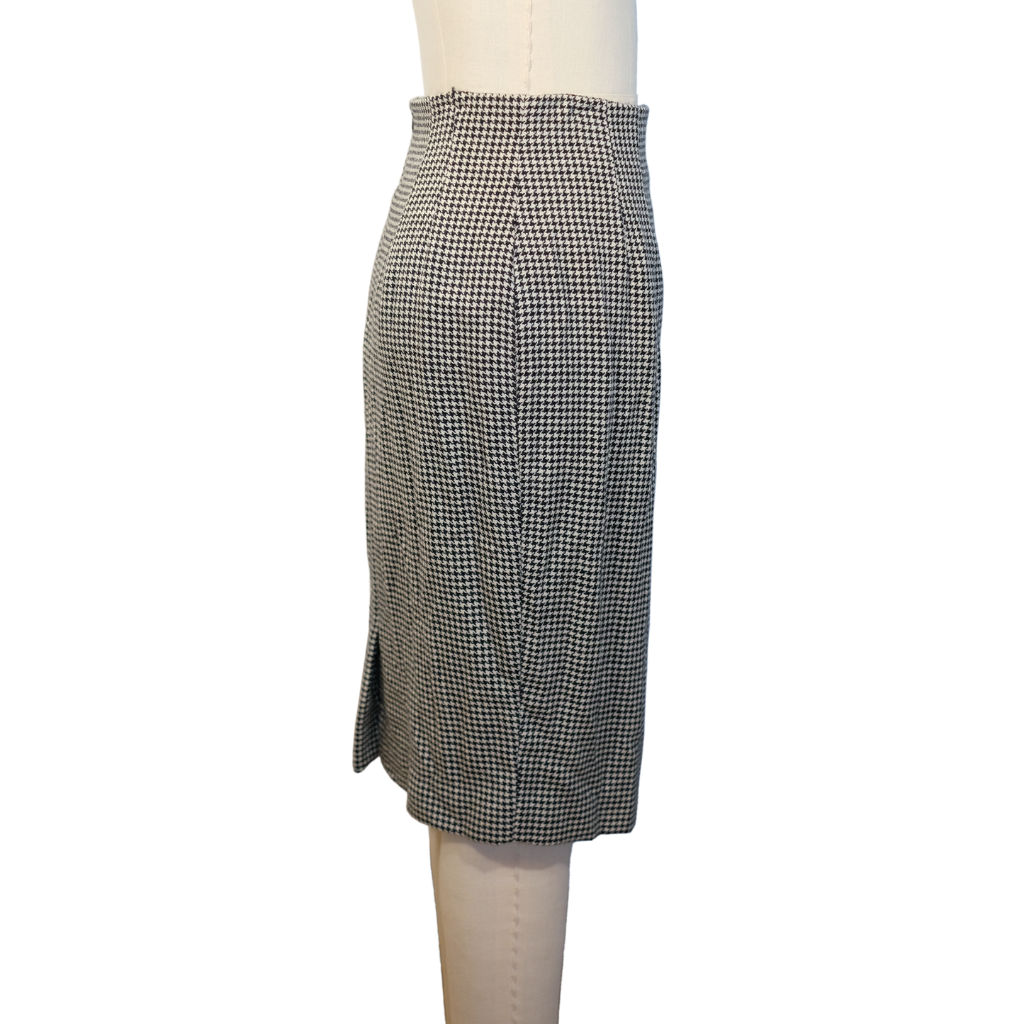 Vintage Cristina Natale Wool Houndstooth Skirt - Size 8 - 1990's