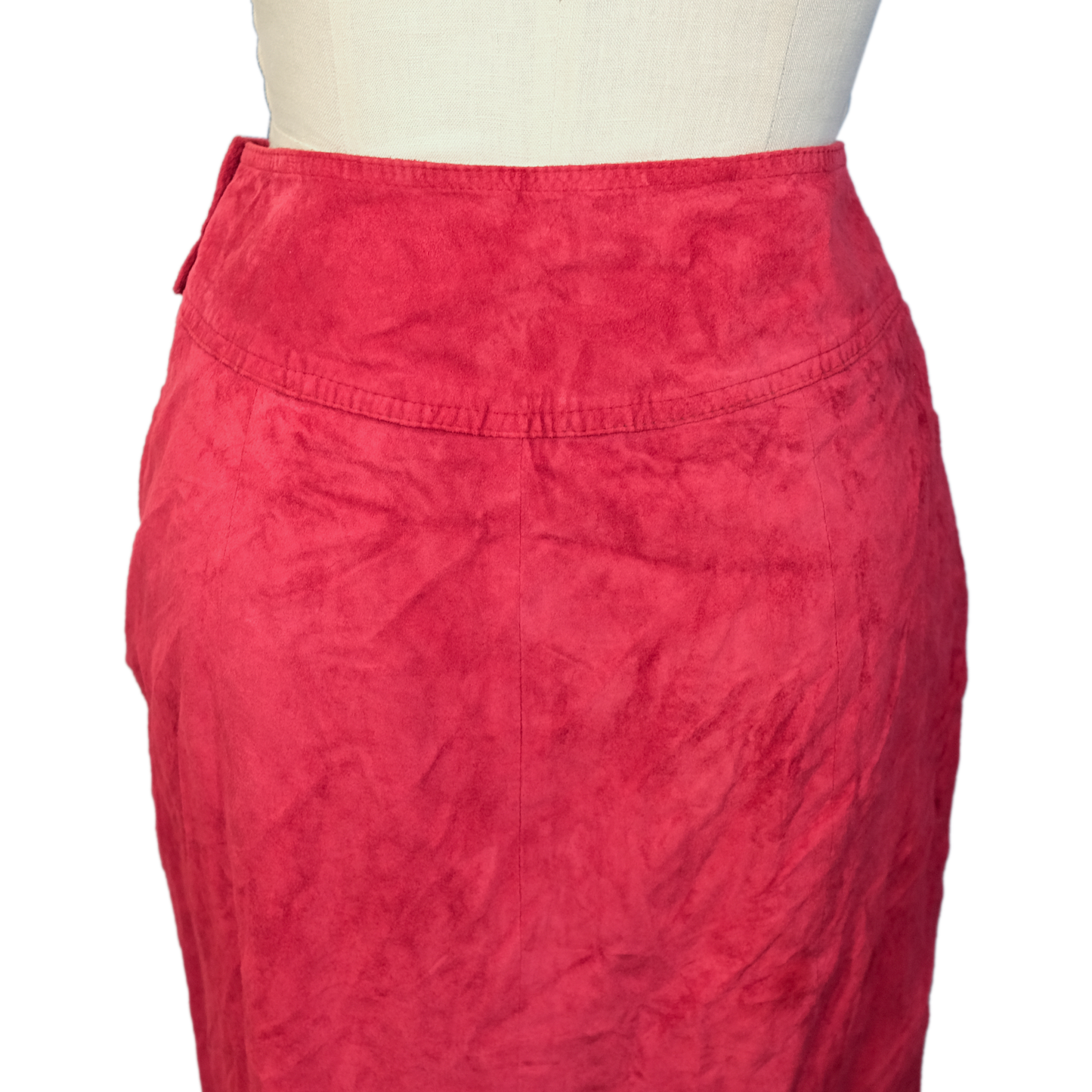 Vintage Lord and Taylor Red Pig Suede Skirt - Size 8