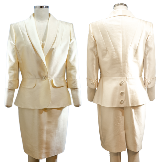 Pre-owned Hartly Westwood - Cream Silk Dress and Jacket Set - Size Medium - Pre-owned