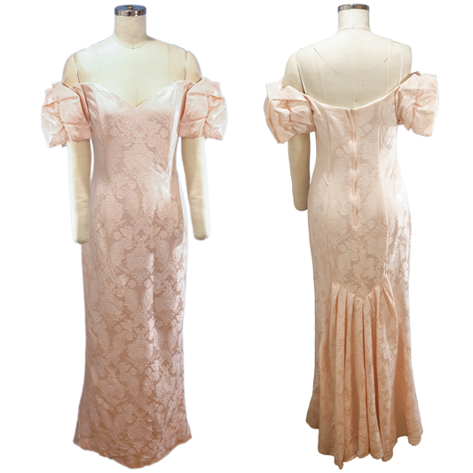 Vintage Pink Brocade Jessica McClintock for Dillard's Prom Dress - Size 8/10