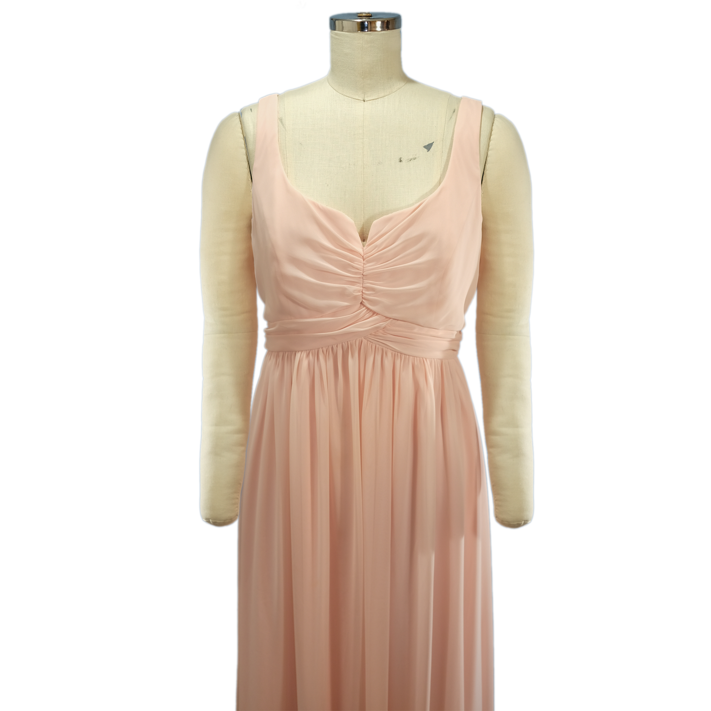 Dessy Collection Blush Pink Chiffon Gown - Size 14 - Pre-Owned