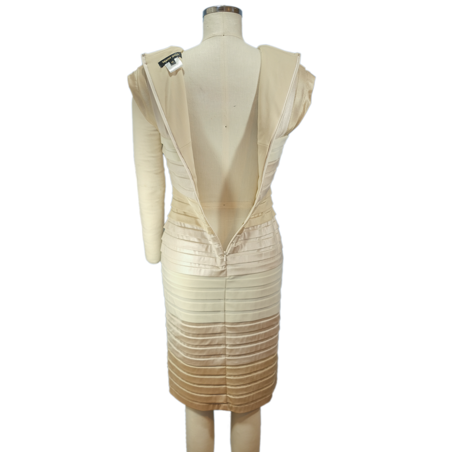 Cream Ombre Tadashi Shoji Bandage Style Cocktail Dress - Size MD - Pre-owned