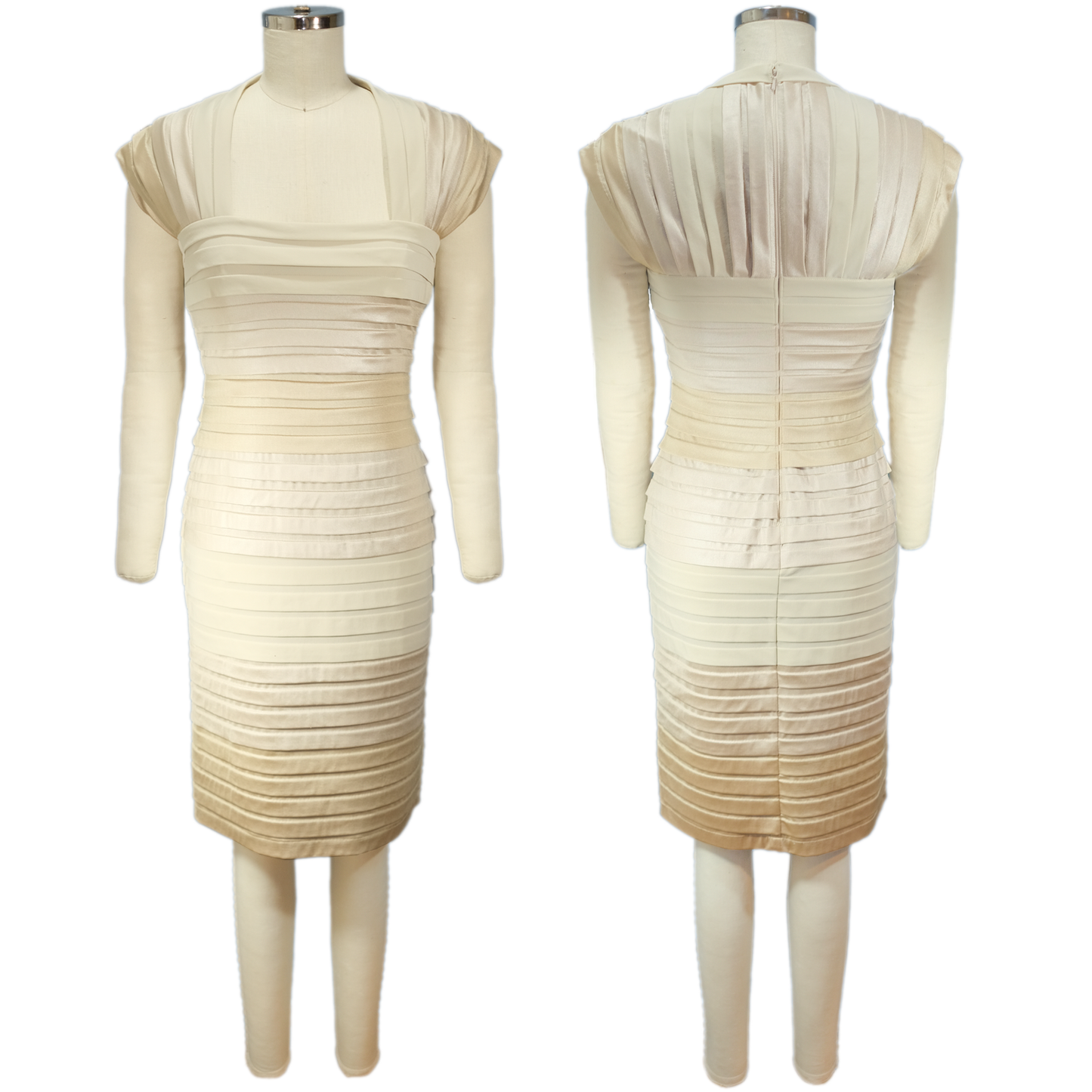 Cream Ombre Tadashi Shoji Bandage Style Cocktail Dress - Size MD - Pre-owned