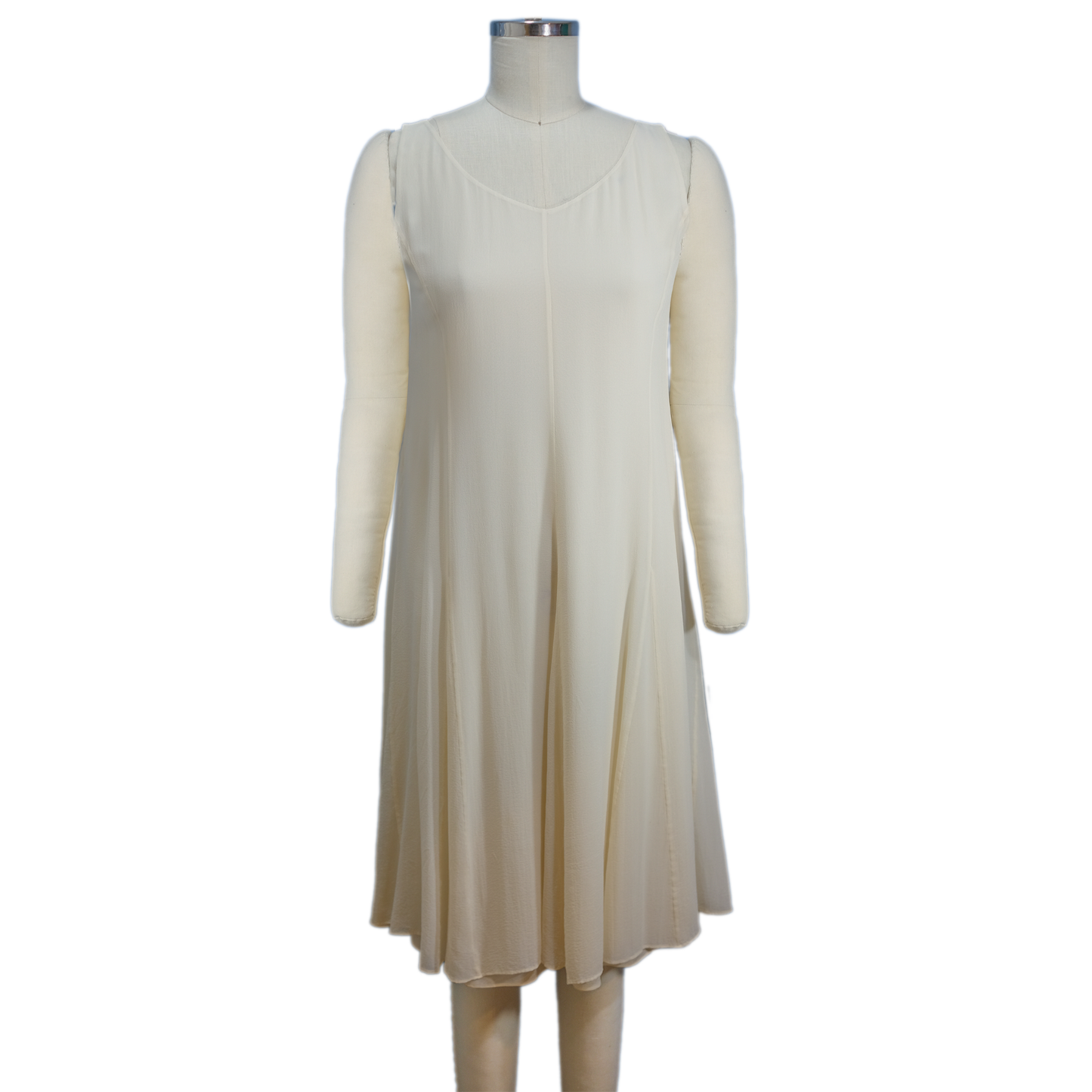 Eileen Fisher Cream Silk Georgette Slip Dress - Size SM - Pre-owned