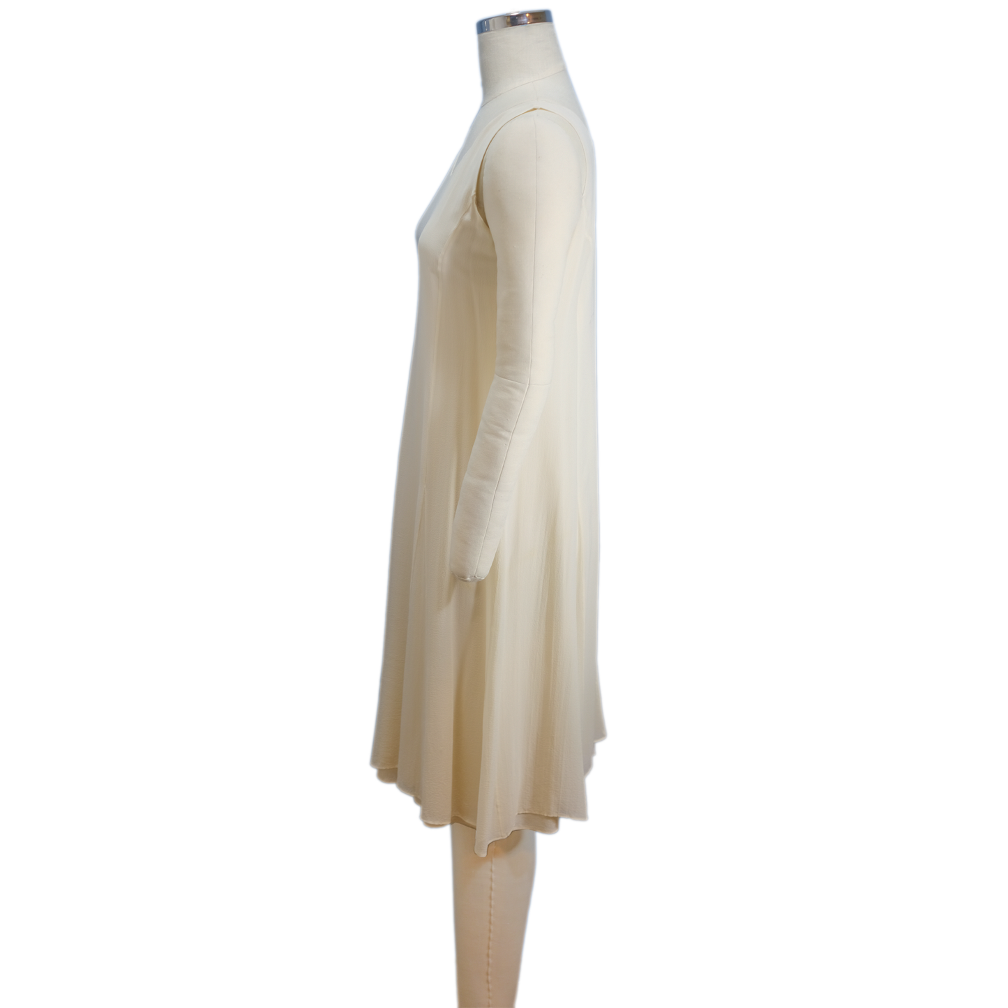 Eileen Fisher Cream Silk Georgette Slip Dress - Size SM - Pre-owned