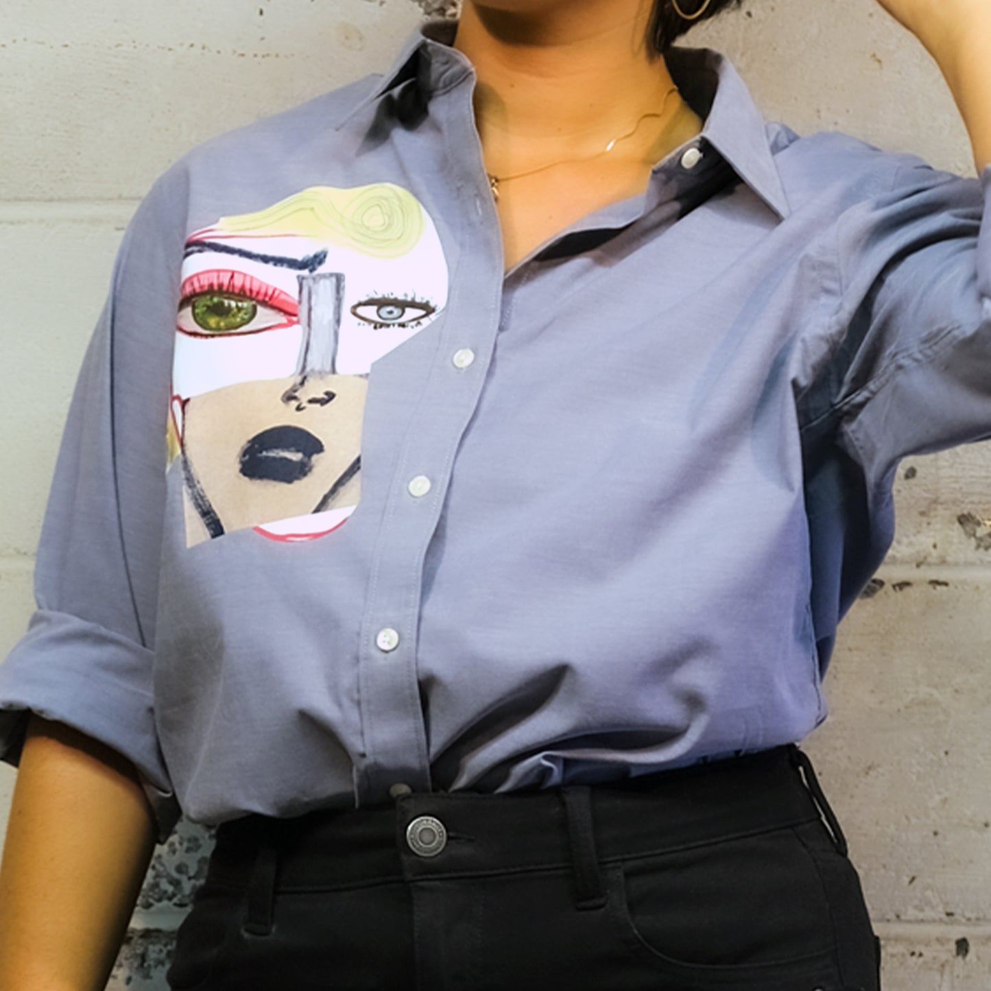 Abstract Face Button Up Shirt by Temporarily Not Famous