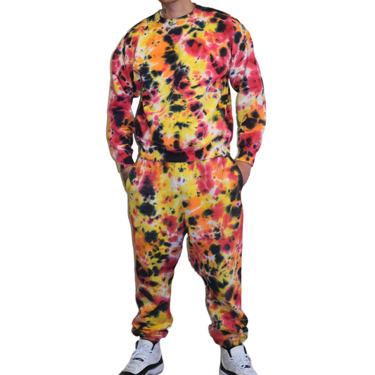 Nebula Tie Dye Sweatsuit Set - Red - LG  - by Cross Dude Tie Die