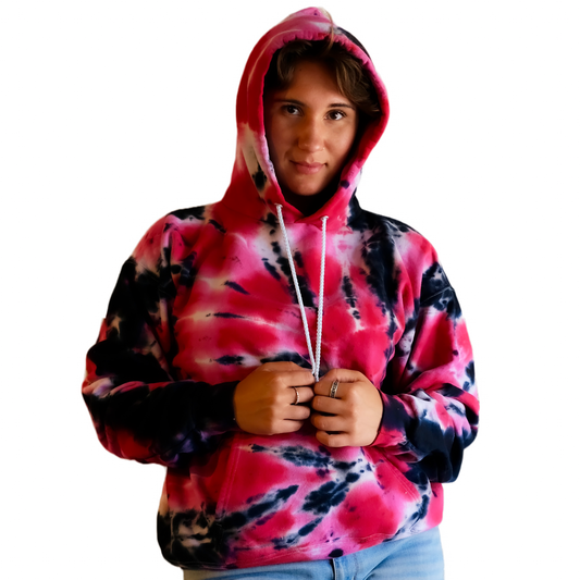 Side Spiral Tie-Dye Hoodie - Red - MD - by Cross Dude Tie Die