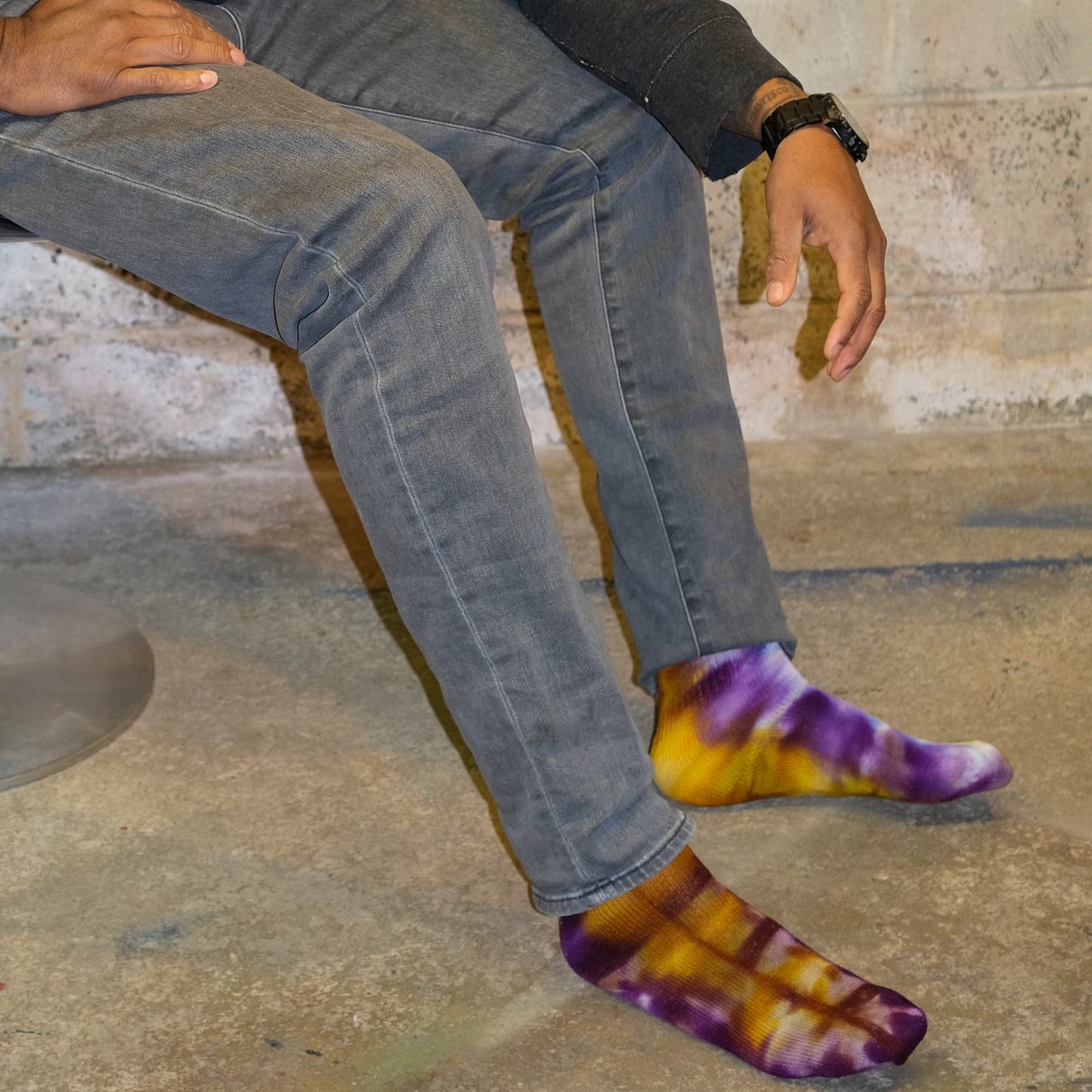 Amethyst and Citrine Nebula Tie-Dye Socks - by Cross Dude Tie Die