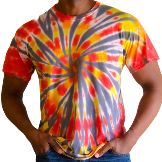 Spiral Tie Dye T-shirt - Red/Yellow - LG - by Cross Dude Tie Die