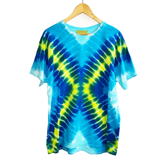 Tie Dye X T-shirt - Blue/Green - LG - by Cross Dude Tie Die