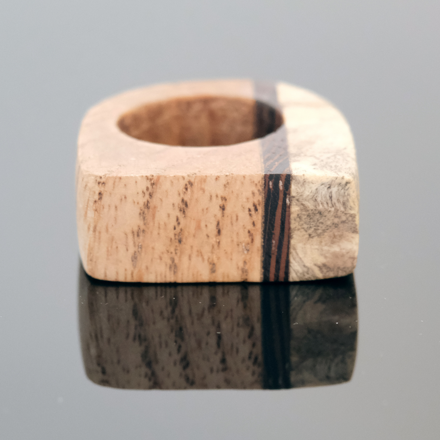 Tri-Grain - African Wenge, and Maple Wood Ring - by Nicholas Howlett