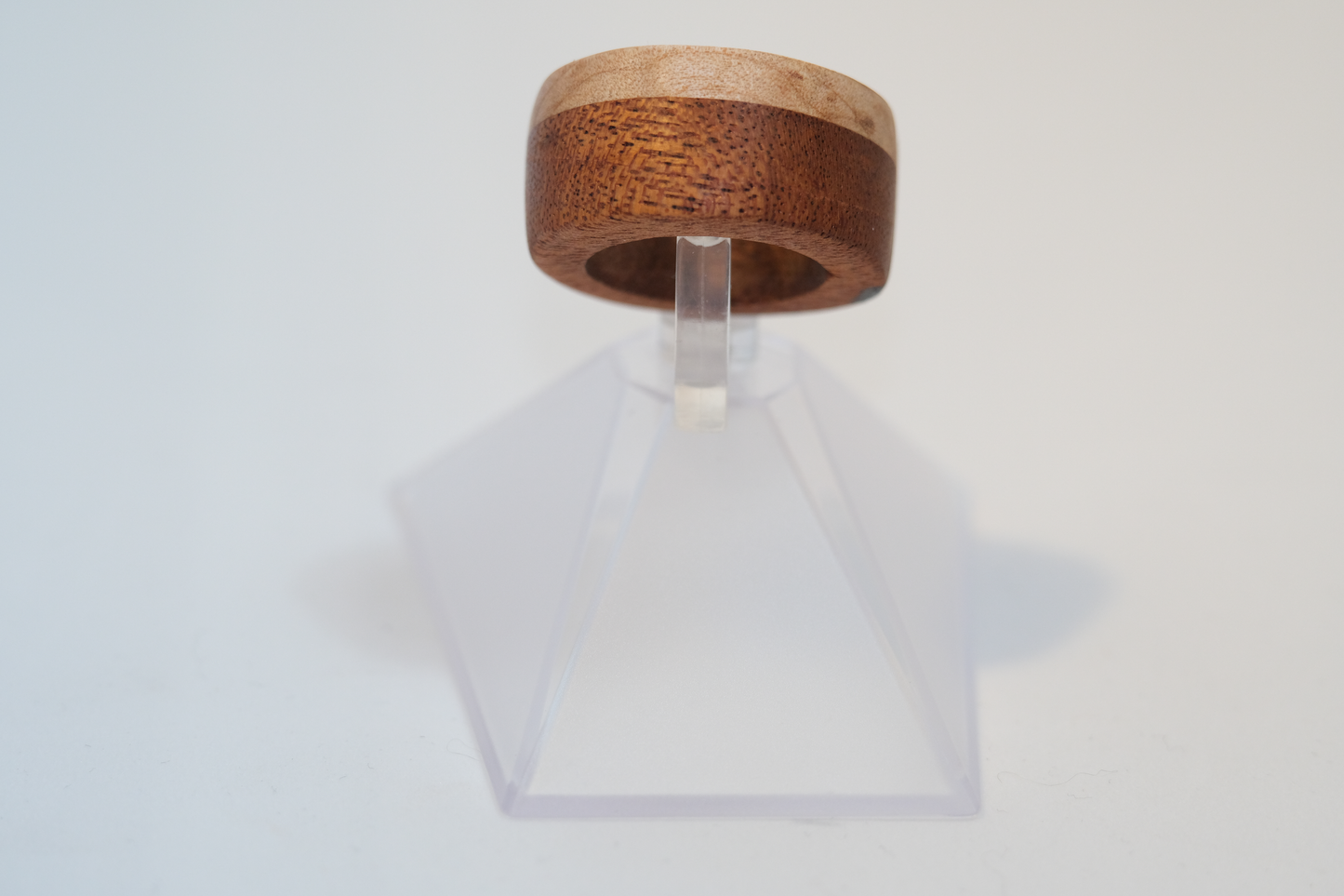 Seaside  - Quilted Honduran Mahogany and Japanese Plum Wood Ring by Nicholas Howlett