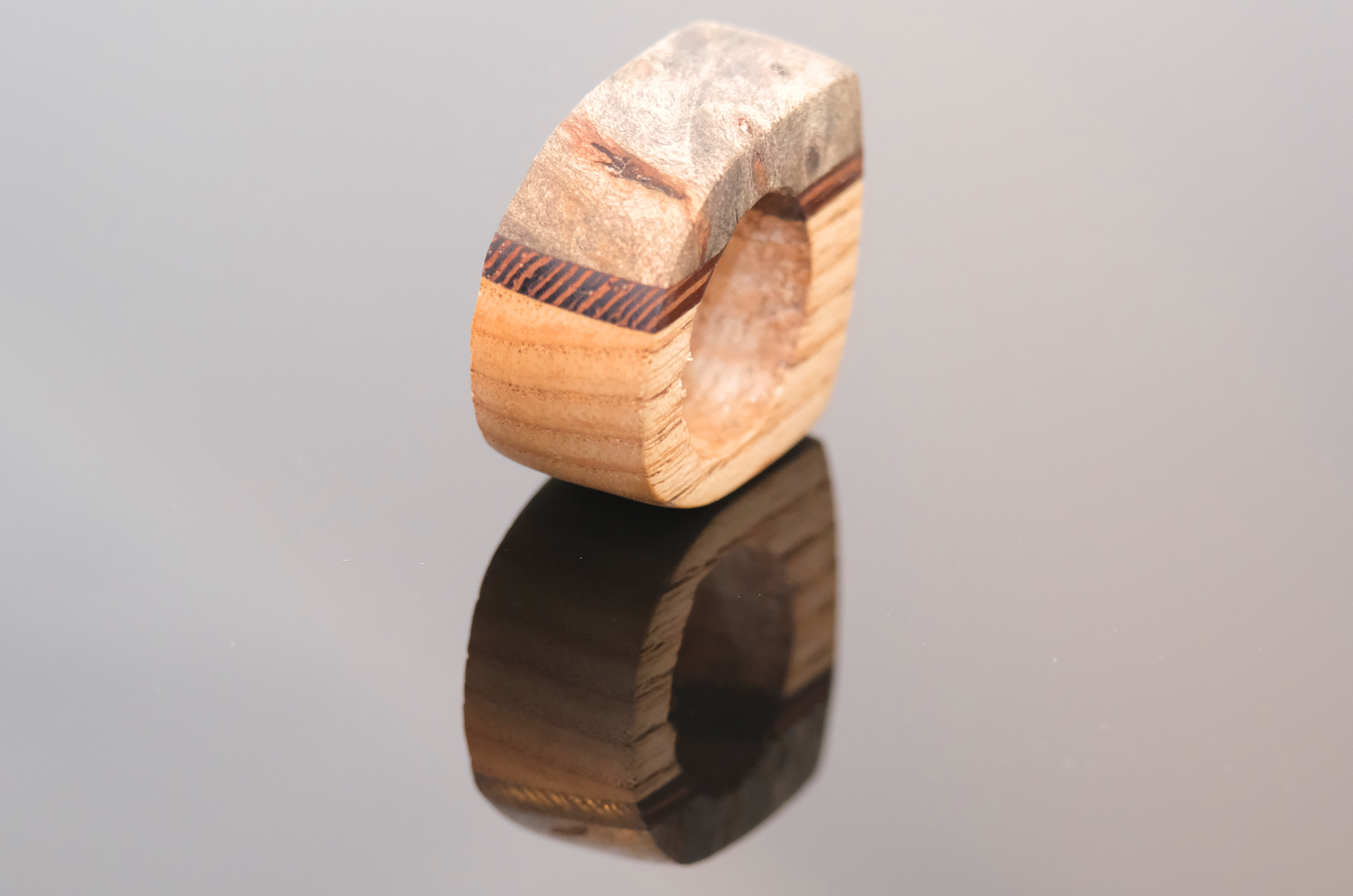 Stoned - Wenge and Maple Wood Ring - by Nicholas Howlett
