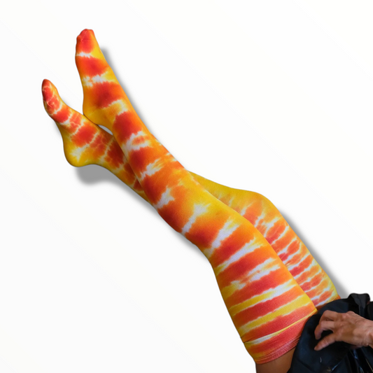 Tie-Dye Thigh High Socks - Orange - One Size Fits All - by Cross Dude Tie Die
