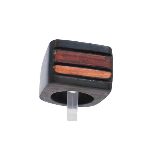 Three - Ebony, Cocobolo, and Japanese Plum Wood Ring - by Nicholas Howlett