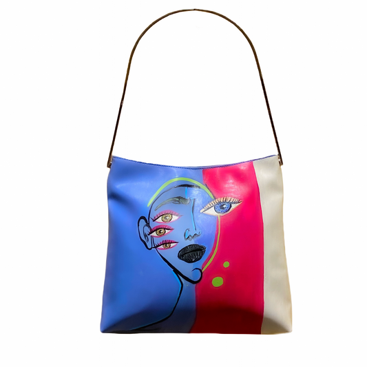 "Four Eyed Lizzy' Shoulder Bag - Hand Painted by Temporarily Not Famous