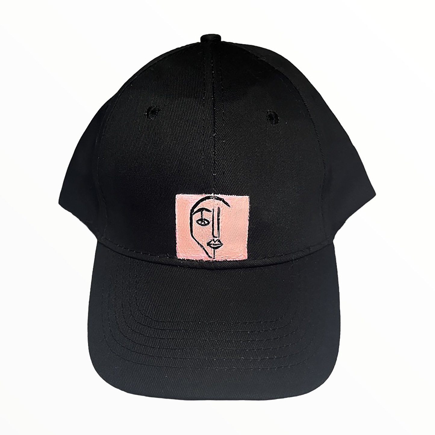 TNF "Signature Face" -  Black Baseball Cap - Hand Painted by Temporarily Not Famous