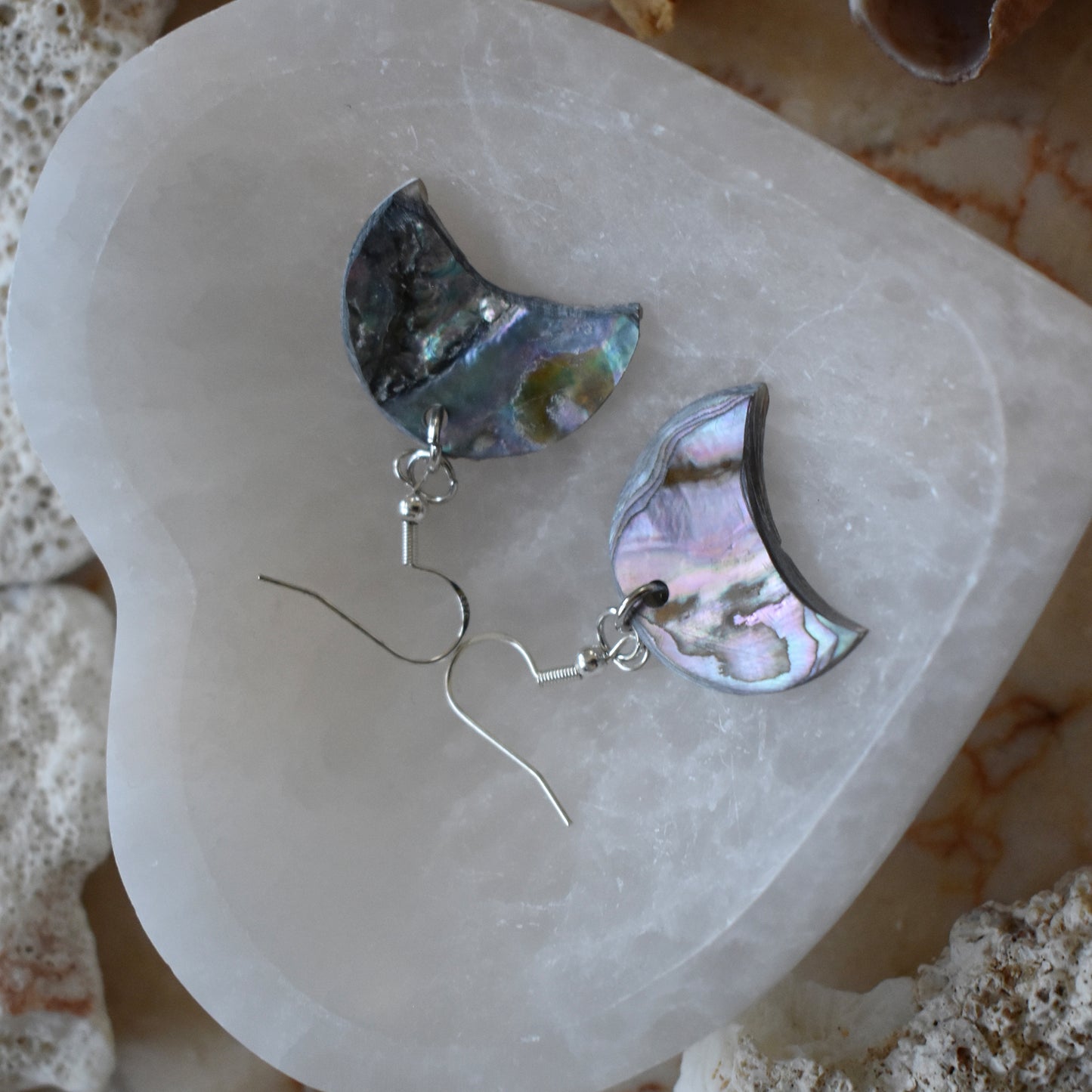 Abalone Half Moon Earrings by Ockway Bay Wampum