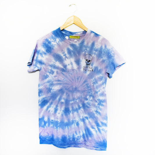 Spiral Tie Dye Logo T-Shirt - Blue/Purple - SM - by Cross Dude Tie Die