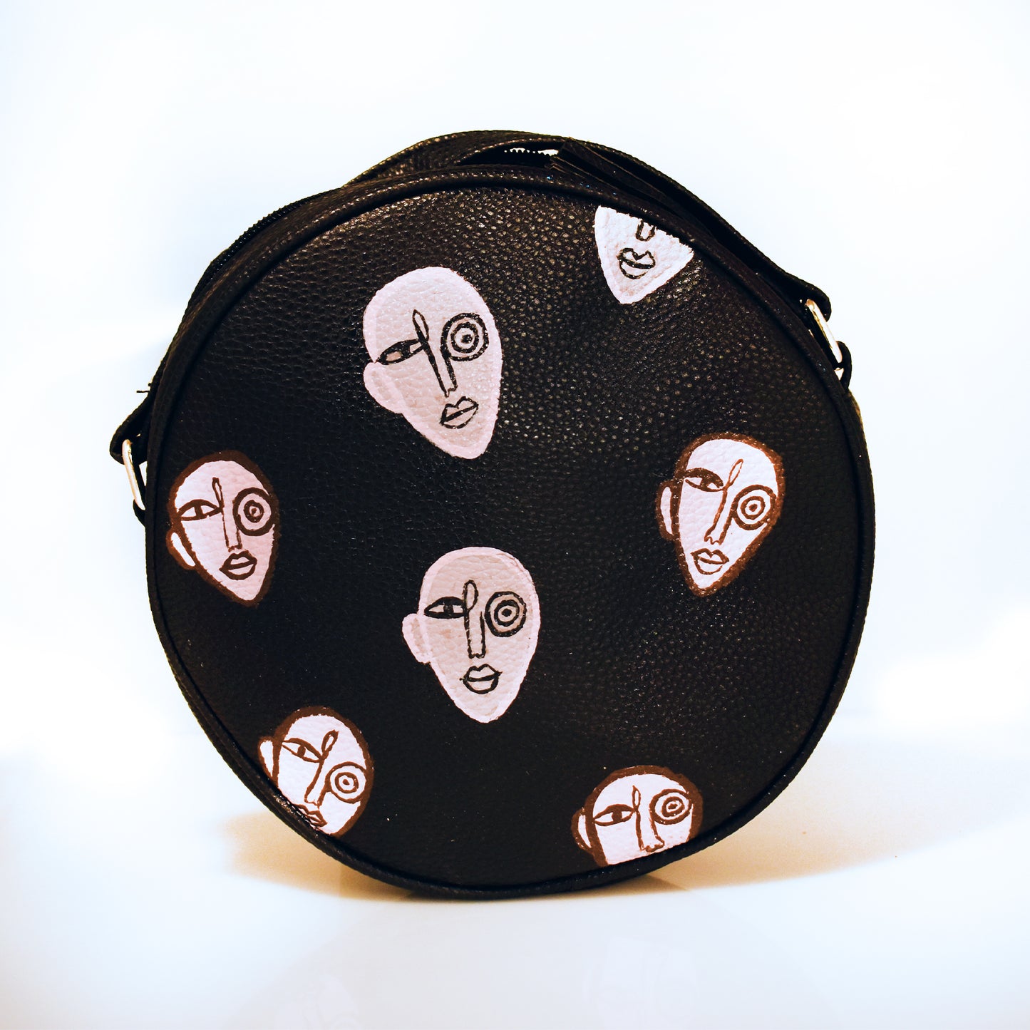 Face It - Black Mix NO.6 DSW - Circle Bag - Hand Painted by Temporarily Not Famous