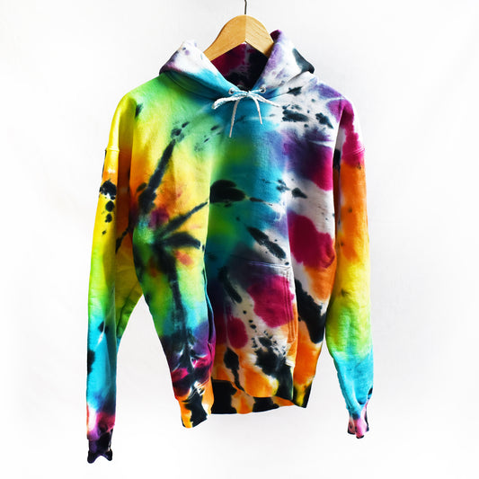 Side Spiral Tie-Dye Hoodie- Rainbow - MD- by Cross Dude Tie Die