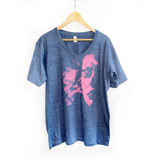 Smoke Before Fire V-Neck T-Shirt - Blue/Pink by Devils May Care